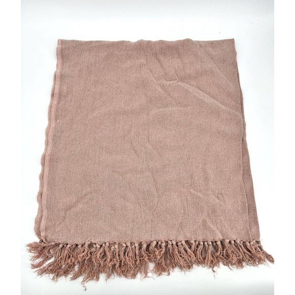 Pottery Barn Other - pottery barn throw blanket Fringe Rose Pink Color Thin Lightweight 53x57
